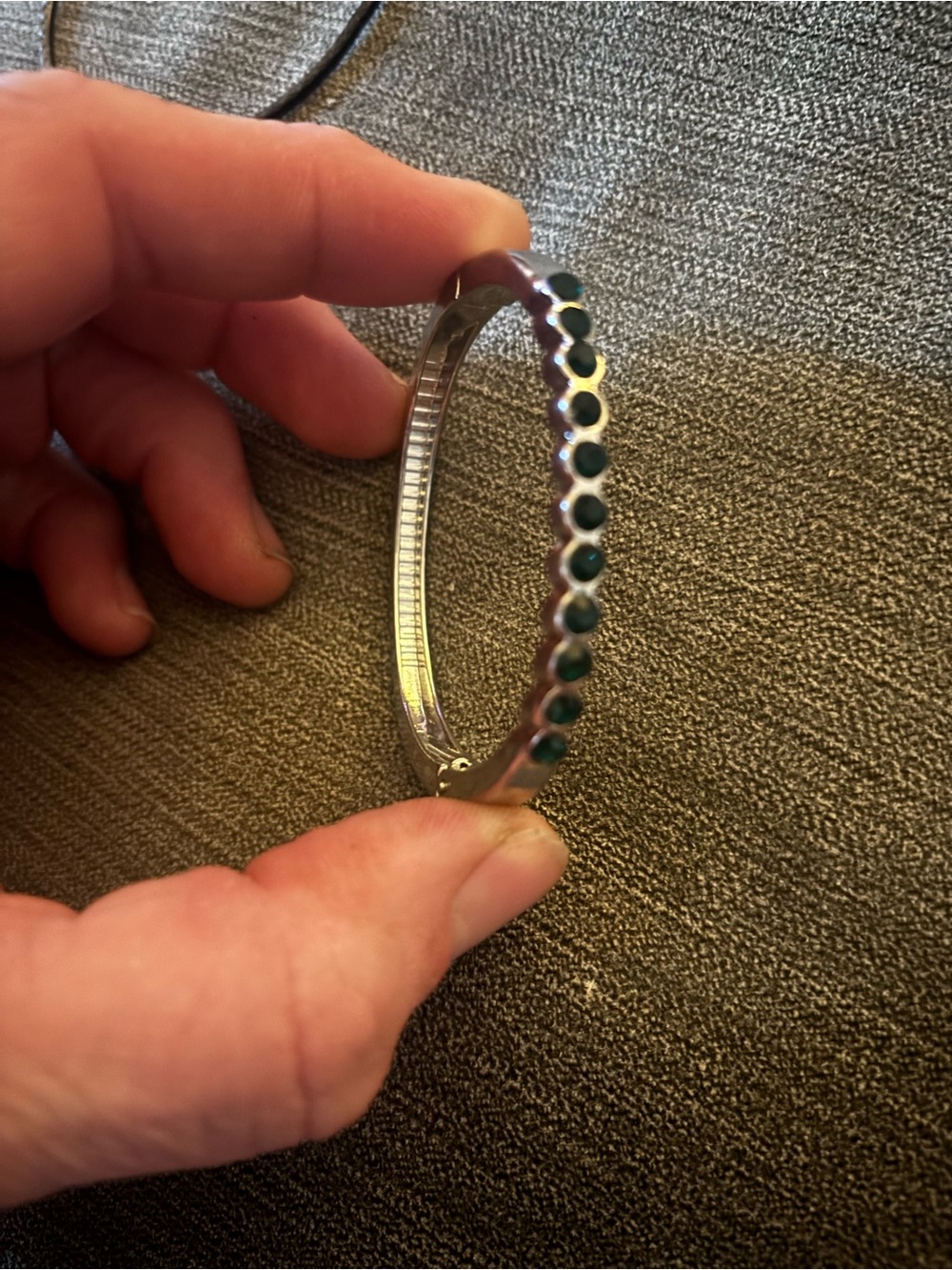 Silver Bracelet with Emerald Green Stones - Women Jewelry